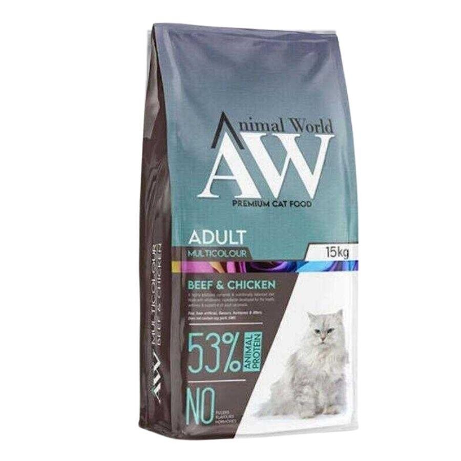 Animal World Multicolour Biftek Ve Tavuklu Yetişkin Kedi Maması 15 KG | SRC: Barcode: 8682328740688